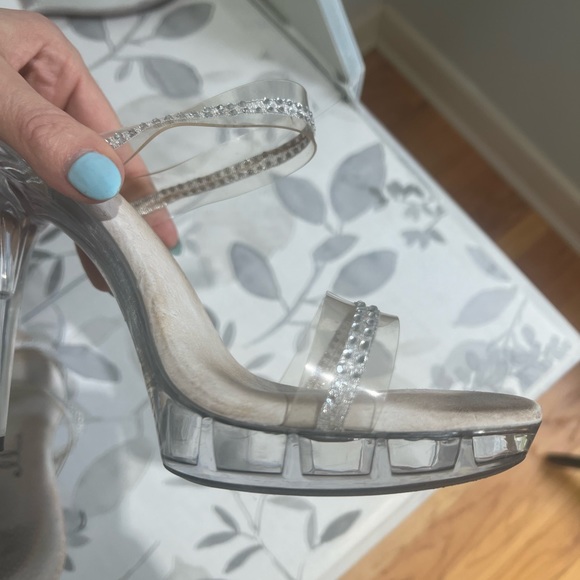 Ellie M-Loretta Clear Crystal Competition Fetish Open Toe 5" Heels 3/4" Platform - Picture 2 of 7